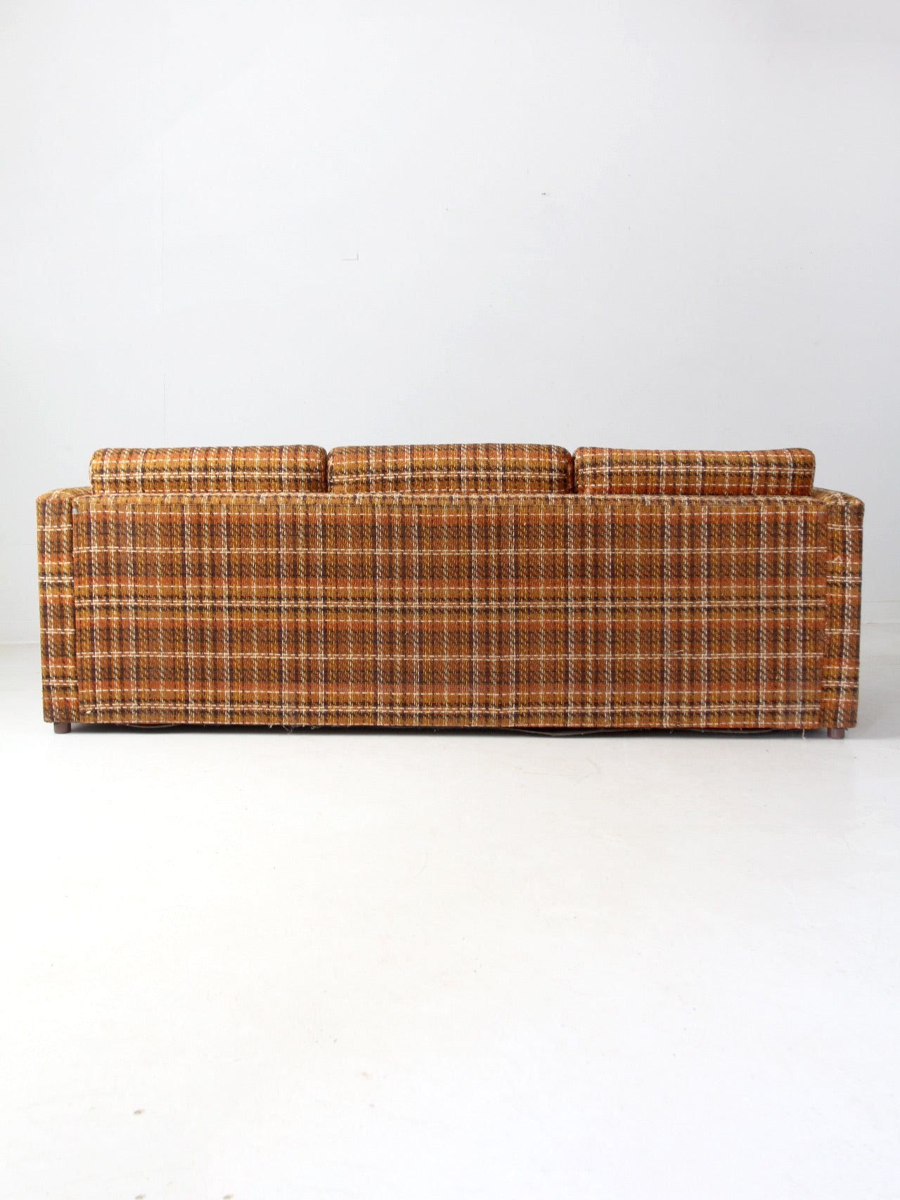mid-century plaid tweed sofa