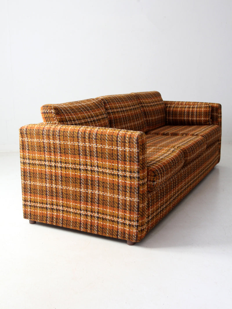mid-century plaid tweed sofa