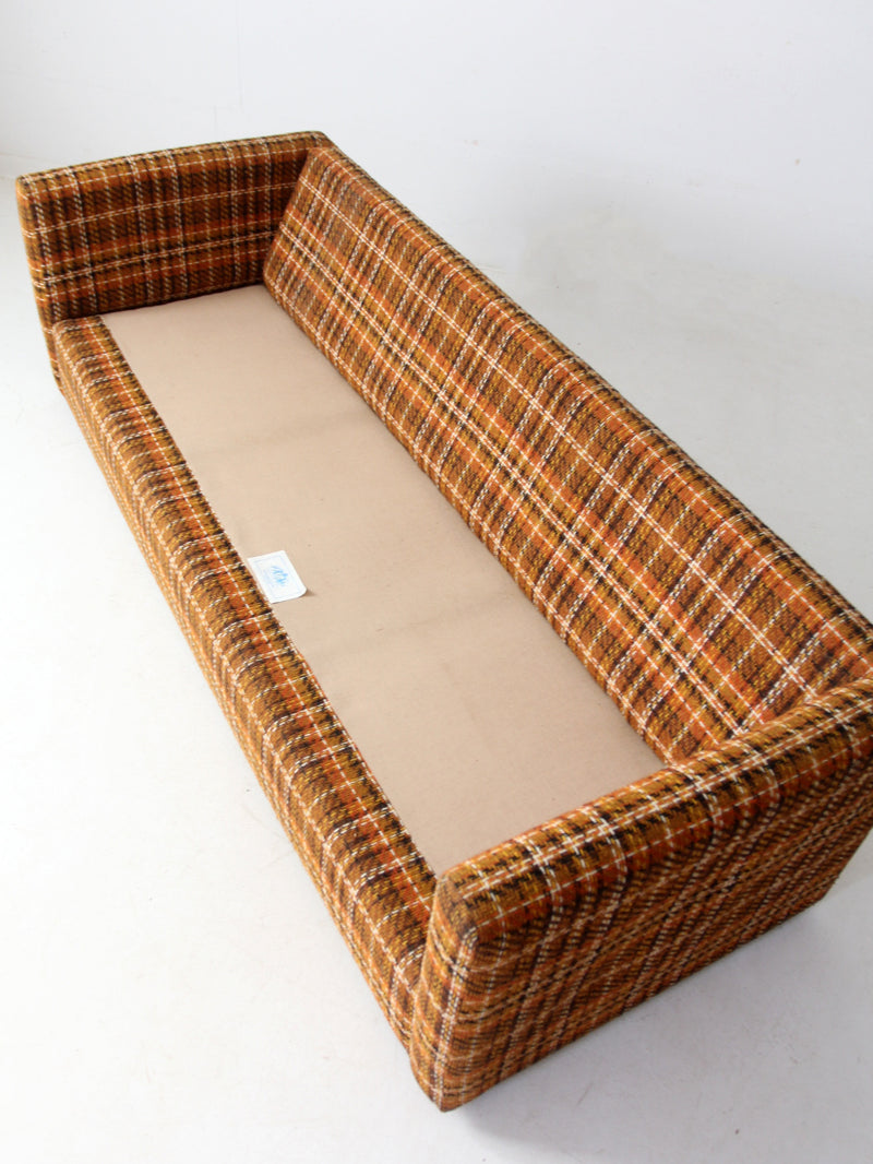 mid-century plaid tweed sofa