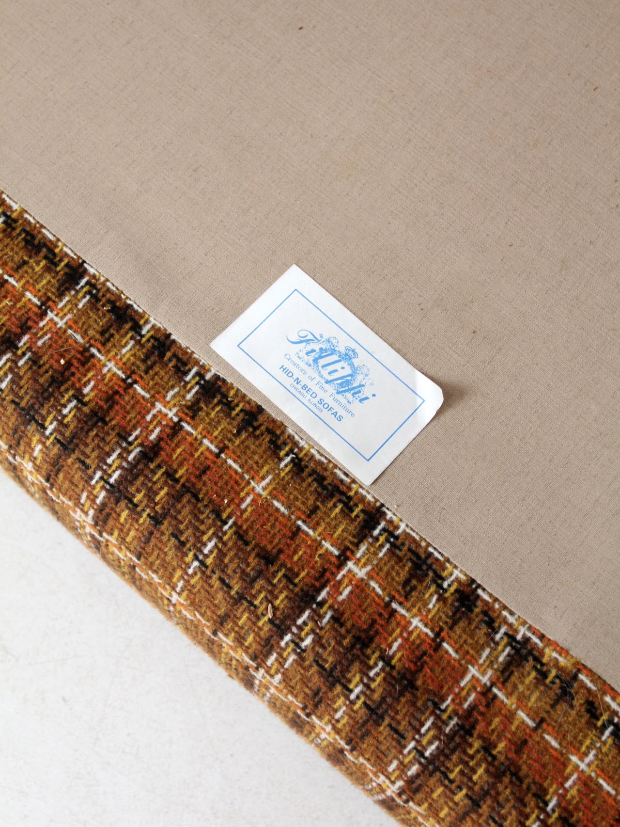 mid-century plaid tweed sofa