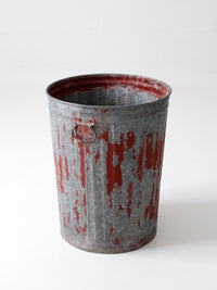 early 20th century red painted galvanized utility can