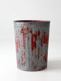 early 20th century red painted galvanized utility can