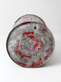 early 20th century red painted galvanized utility can