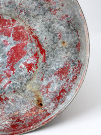 early 20th century red painted galvanized utility can