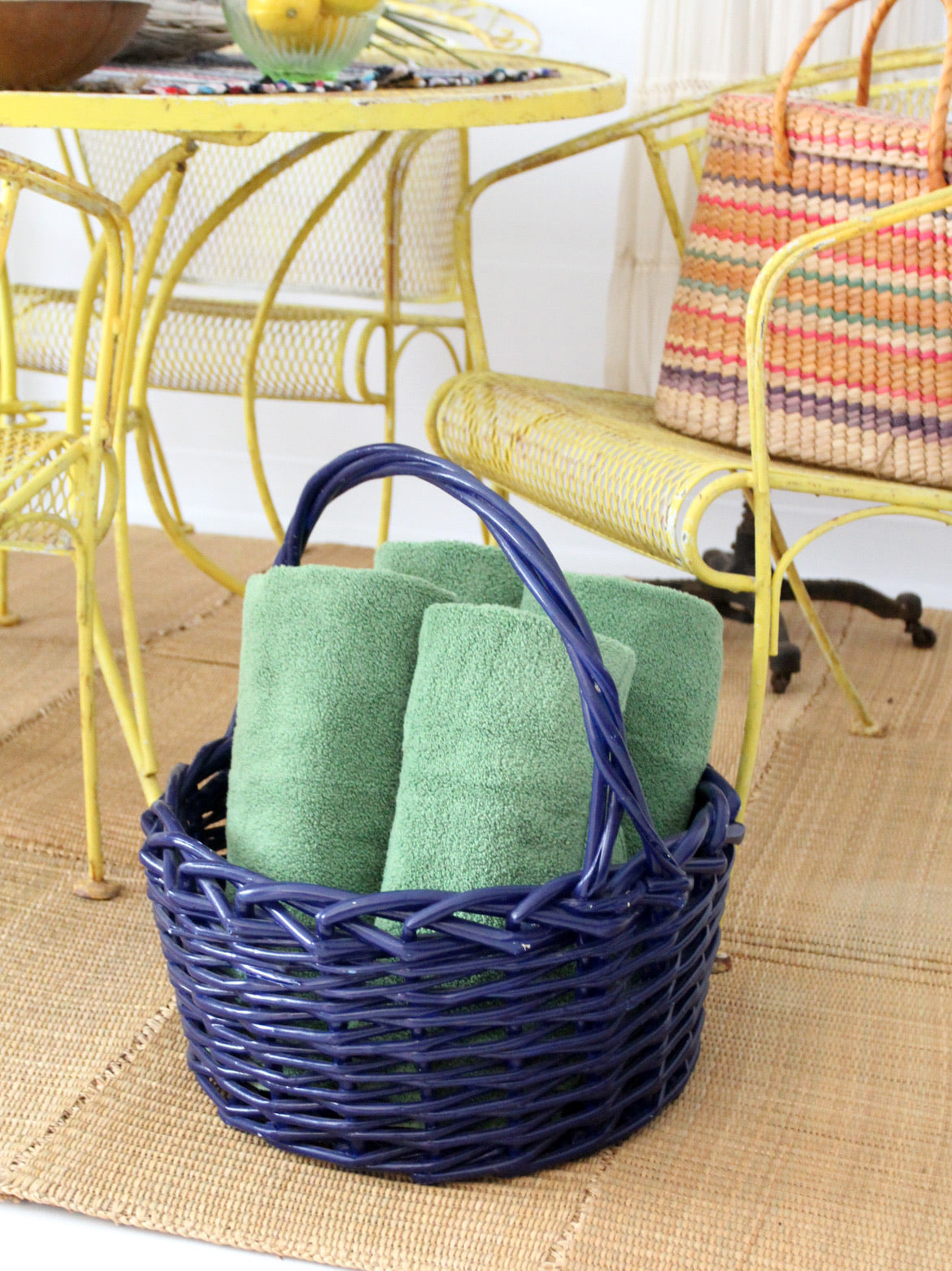 large vintage painted wicker basket – 86 Vintage