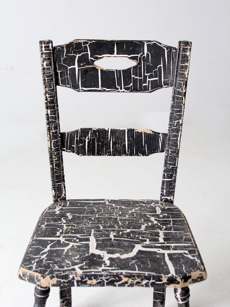 antique primitive crackle paint chair