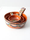 vintage Tlaquepaque Mexican pottery bowl set of 4