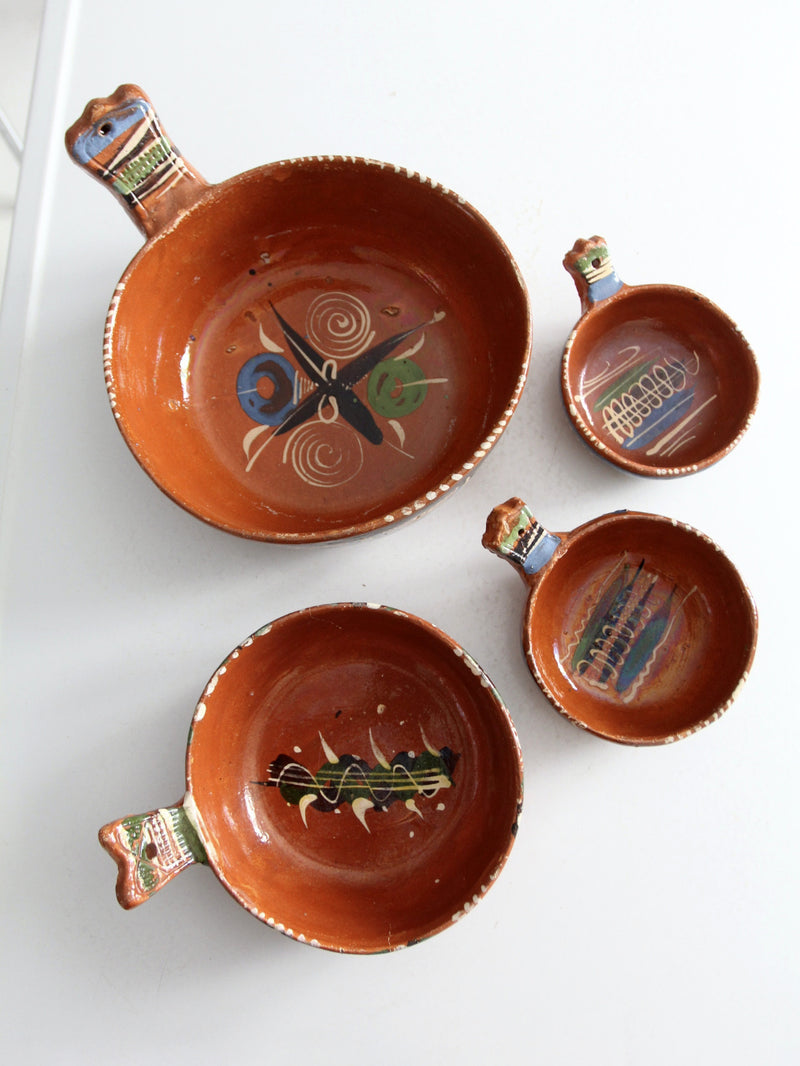 vintage Tlaquepaque Mexican pottery bowl set of 4