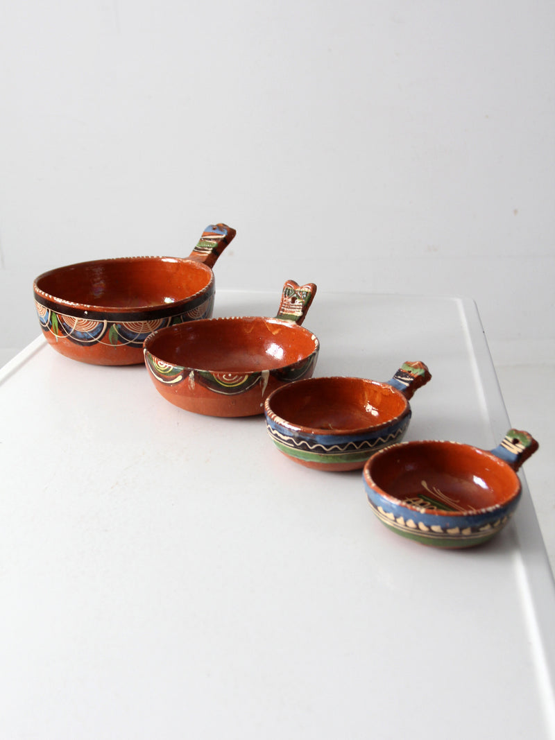 vintage Tlaquepaque Mexican pottery bowl set of 4