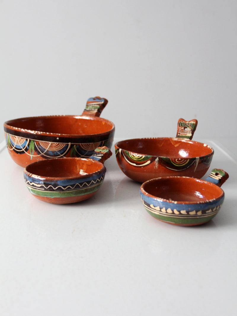 vintage Tlaquepaque Mexican pottery bowl set of 4