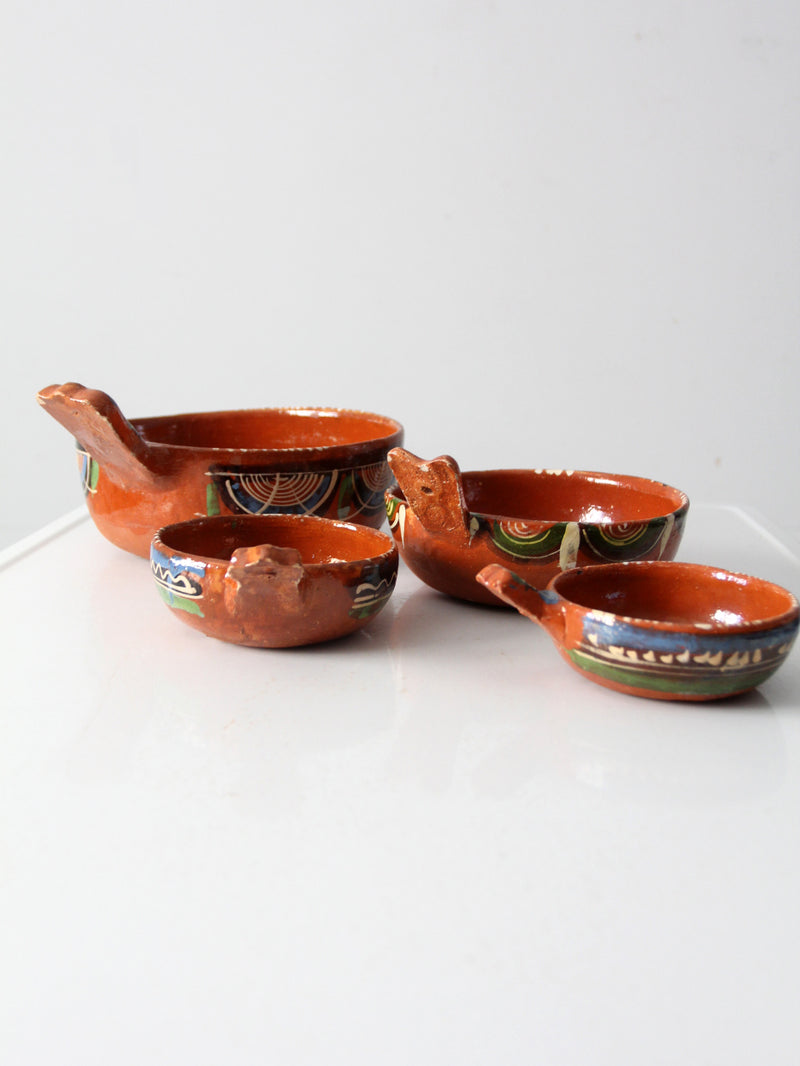 vintage Tlaquepaque Mexican pottery bowl set of 4