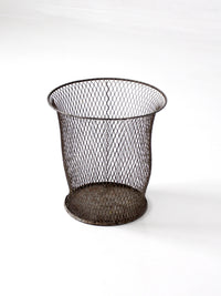 antique industrial wire wastebasket