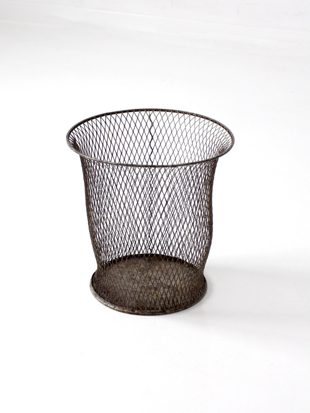 antique industrial wire wastebasket