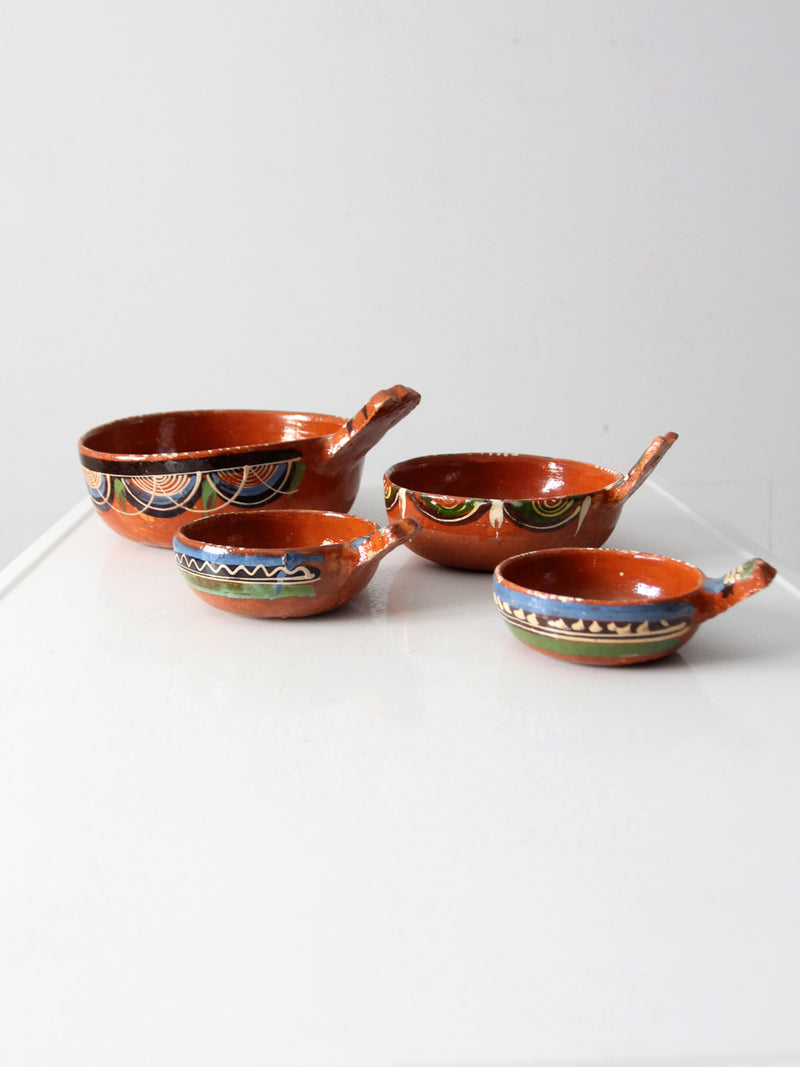 vintage Tlaquepaque Mexican pottery bowl set of 4