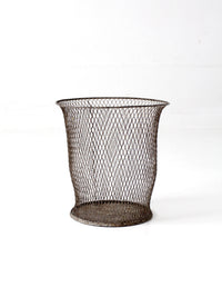 antique industrial wire wastebasket