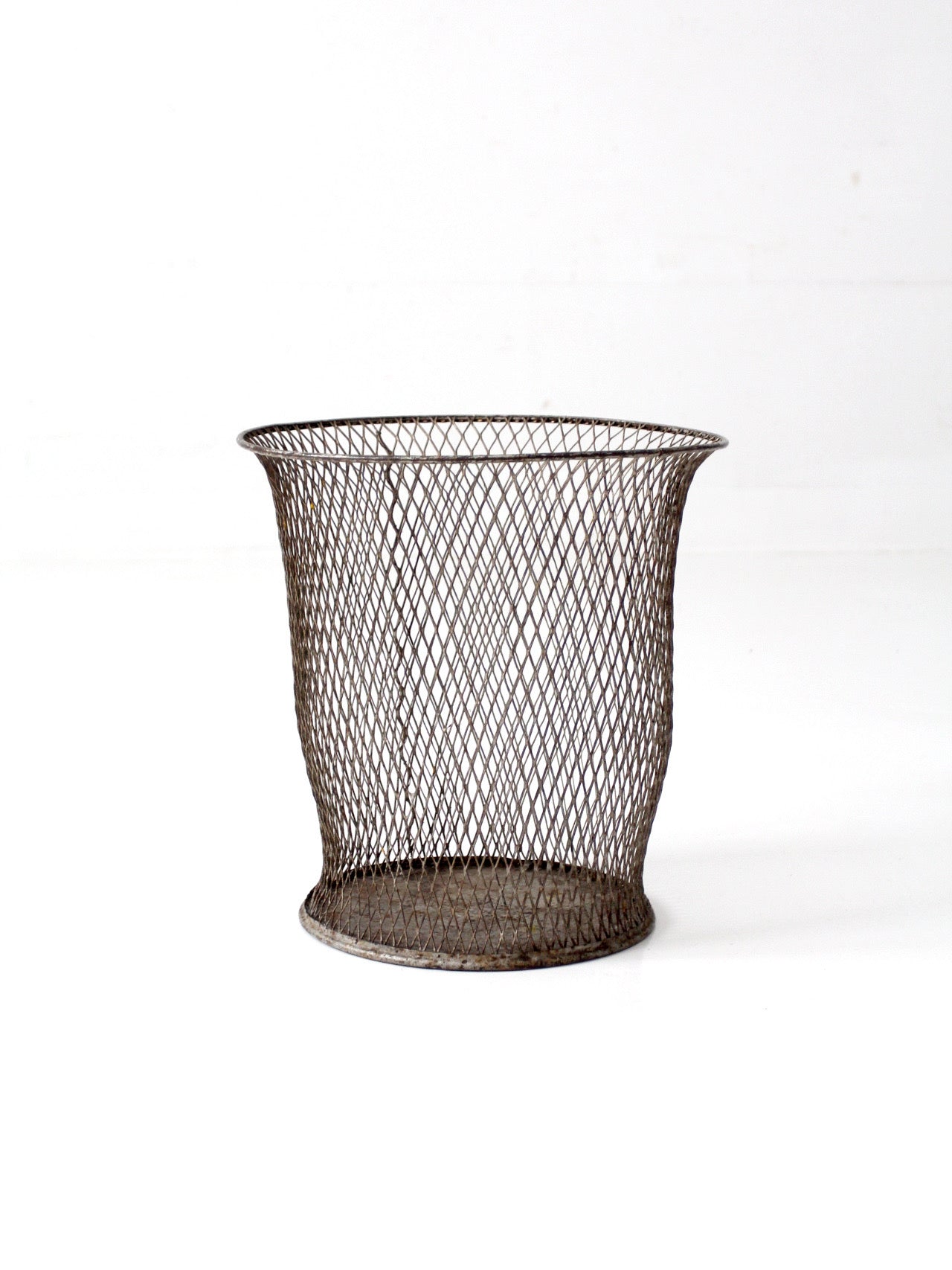 antique industrial wire wastebasket