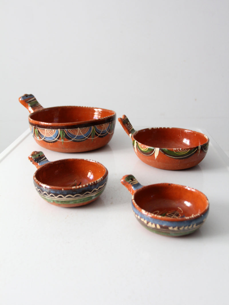 vintage Tlaquepaque Mexican pottery bowl set of 4