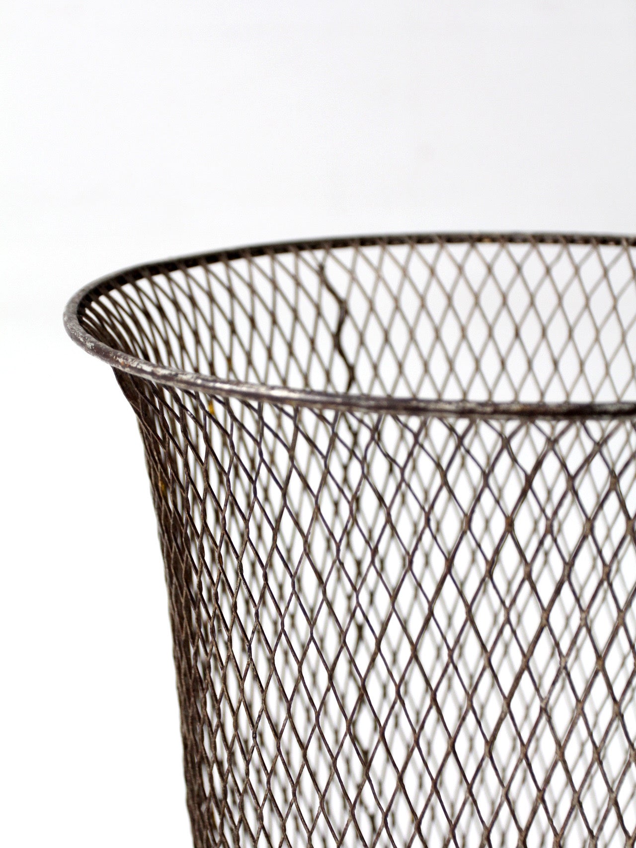 antique industrial wire wastebasket