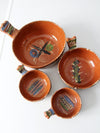 vintage Tlaquepaque Mexican pottery bowl set of 4