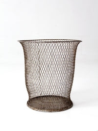 antique industrial wire wastebasket