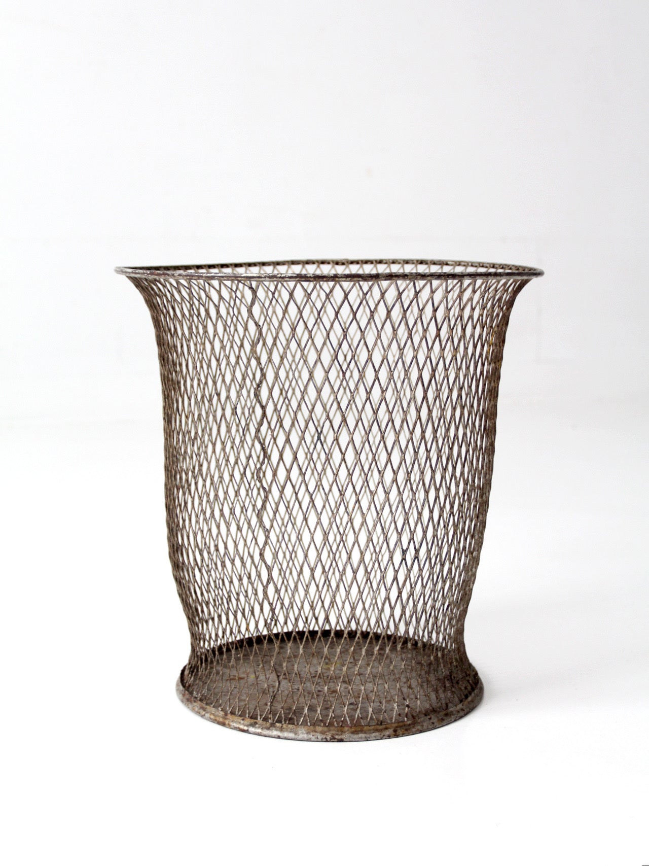antique industrial wire wastebasket