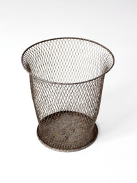 antique industrial wire wastebasket