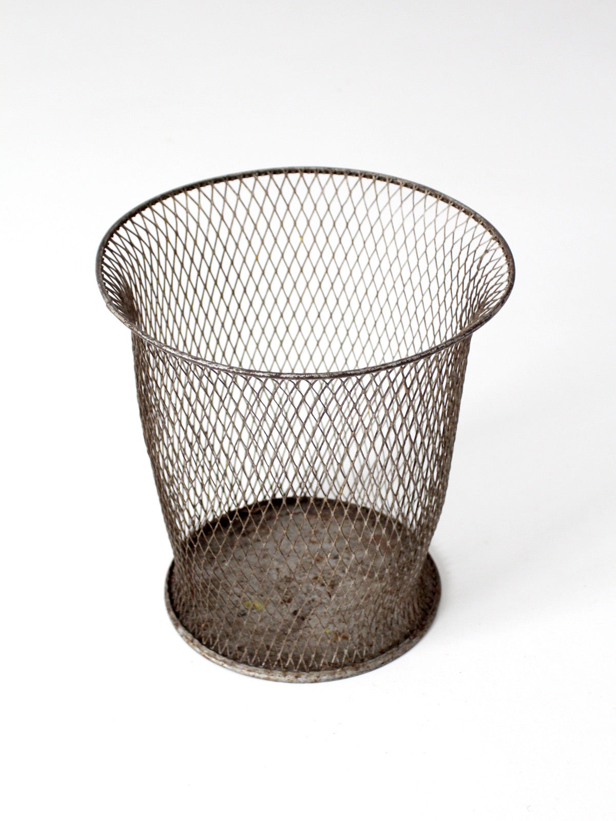 antique industrial wire wastebasket