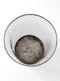 antique industrial wire wastebasket