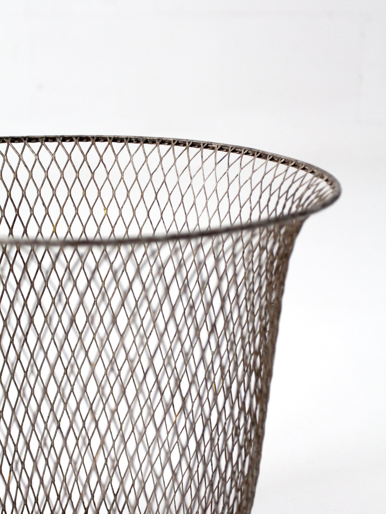 antique industrial wire wastebasket