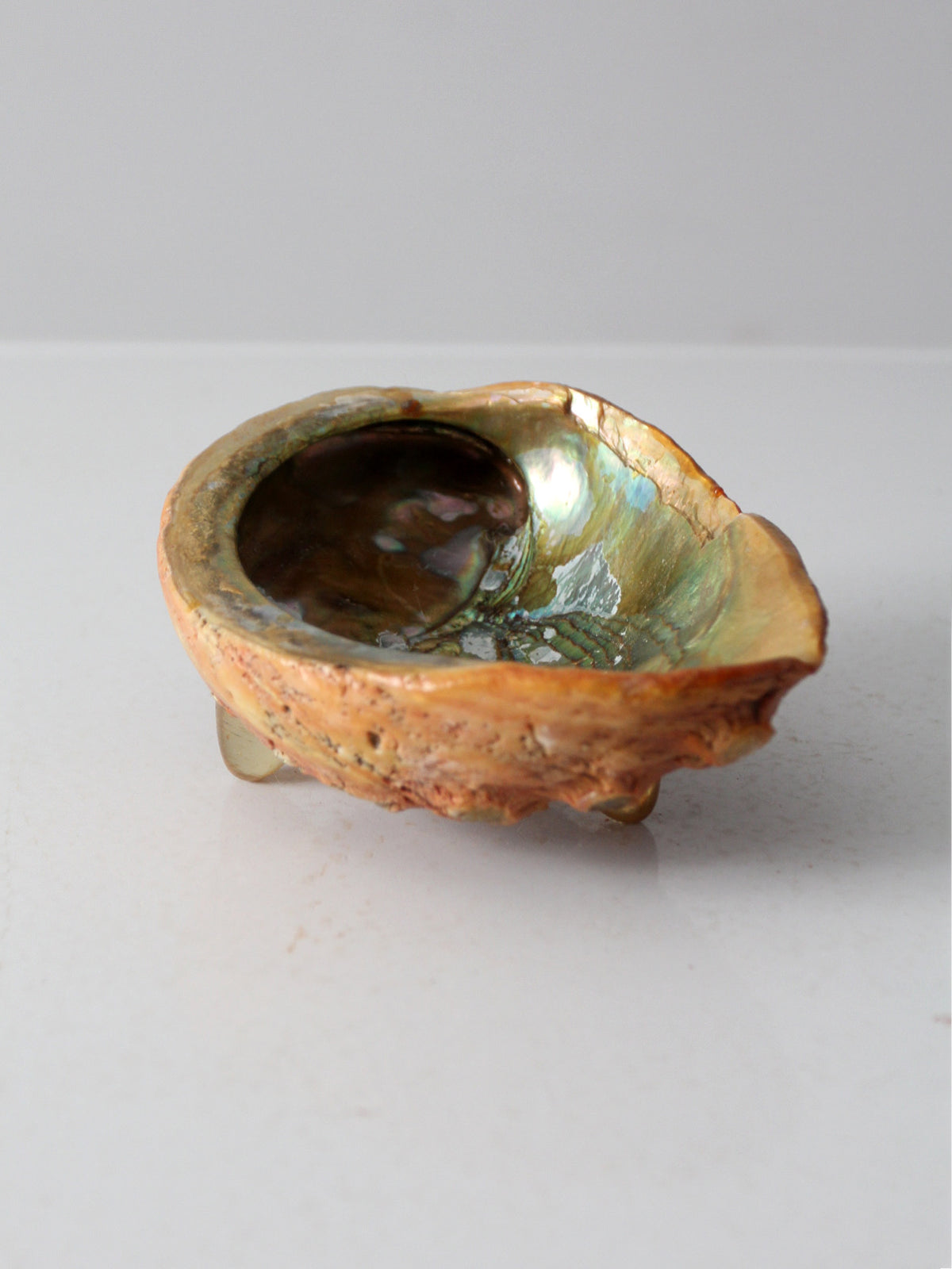 mid century abalone shell footed bowl