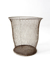 antique industrial wire wastebasket