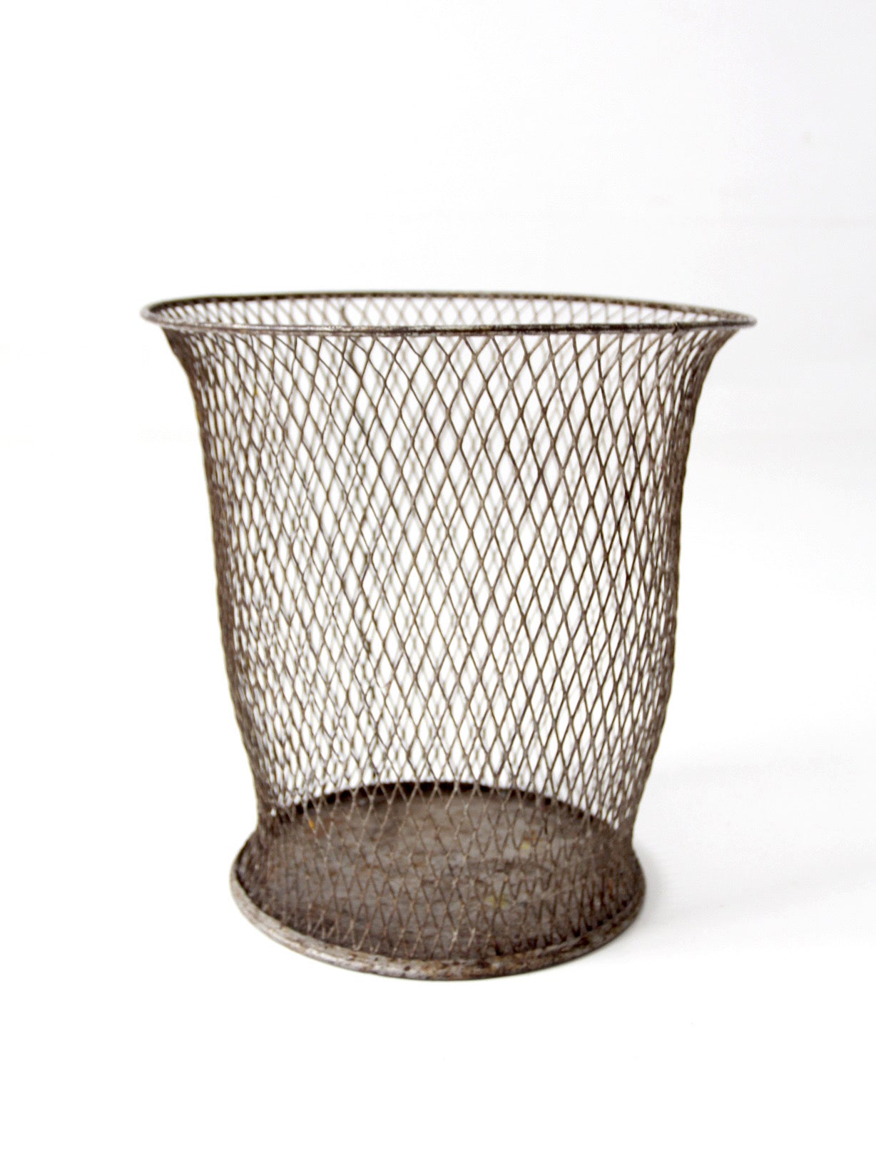 antique industrial wire wastebasket