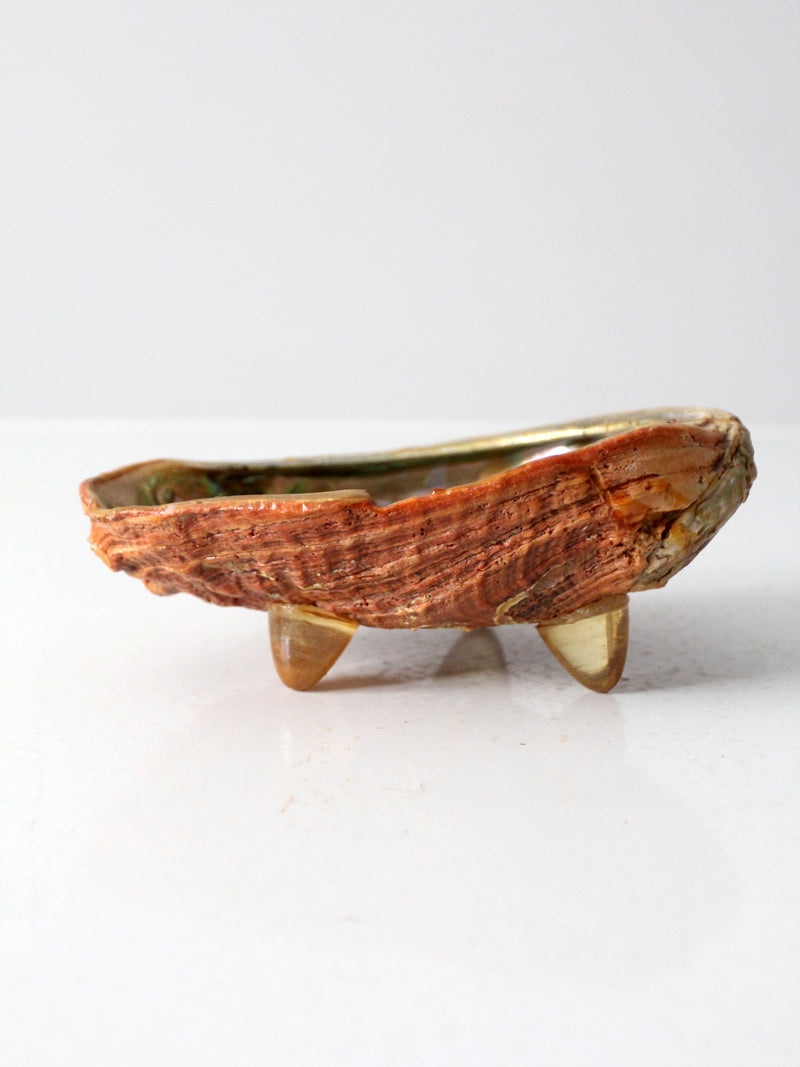 mid century abalone shell footed bowl