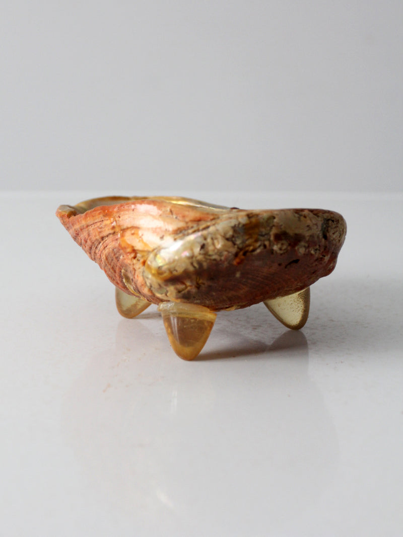 mid century abalone shell footed bowl