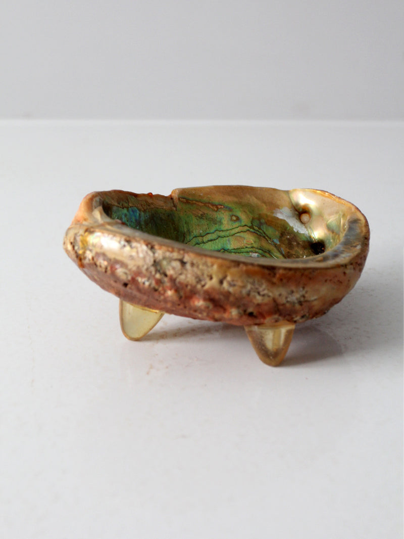 mid century abalone shell footed bowl