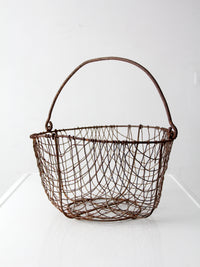 antique handmade wire gathering basket