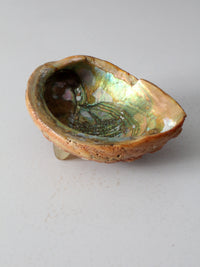 mid century abalone shell footed bowl