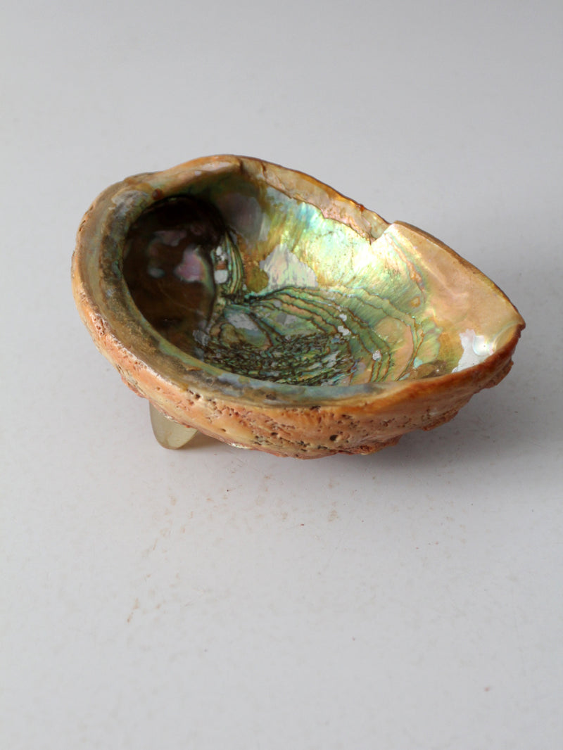 mid century abalone shell footed bowl
