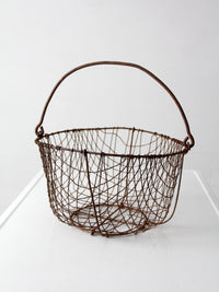 antique handmade wire gathering basket