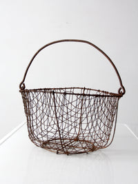 antique handmade wire gathering basket