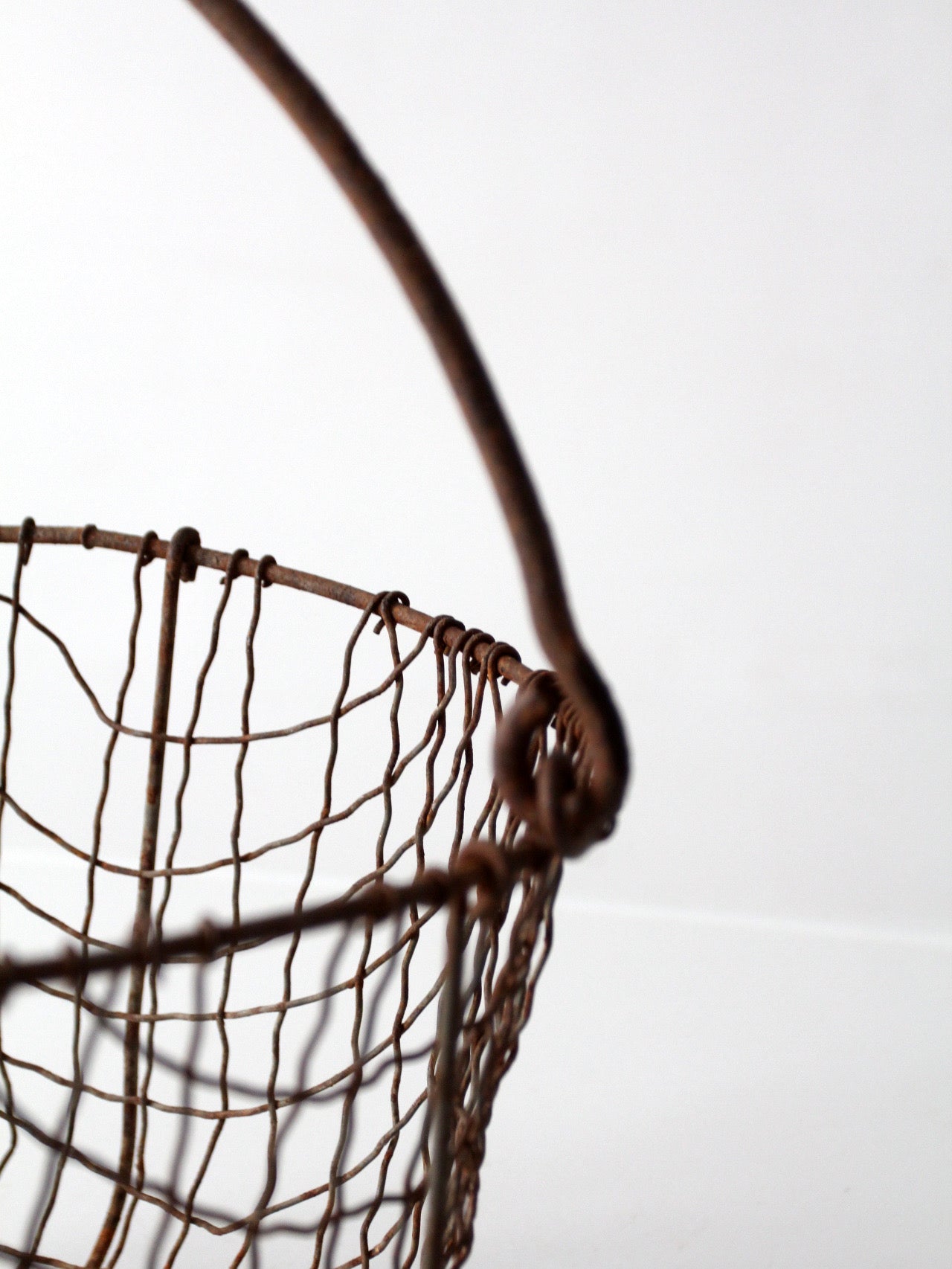 antique handmade wire gathering basket