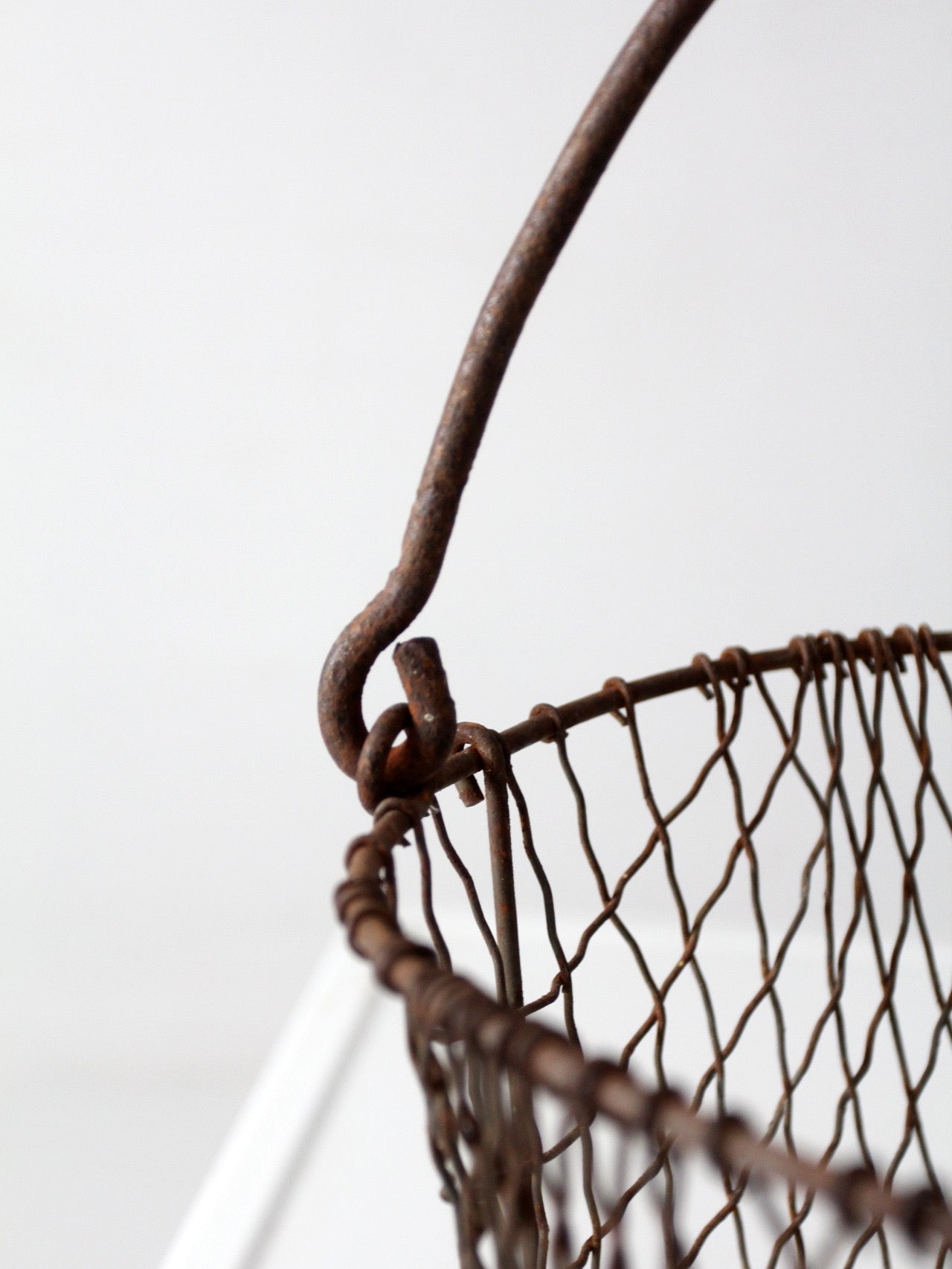 antique handmade wire gathering basket