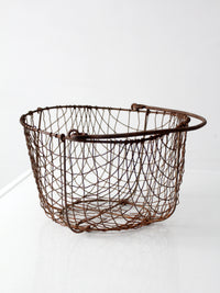 antique handmade wire gathering basket