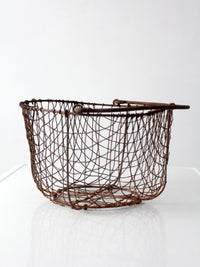 antique handmade wire gathering basket