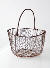 antique handmade wire gathering basket