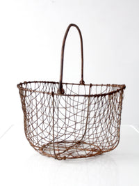 antique handmade wire gathering basket