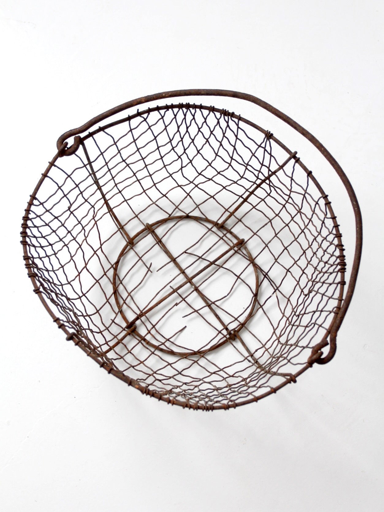 antique handmade wire gathering basket