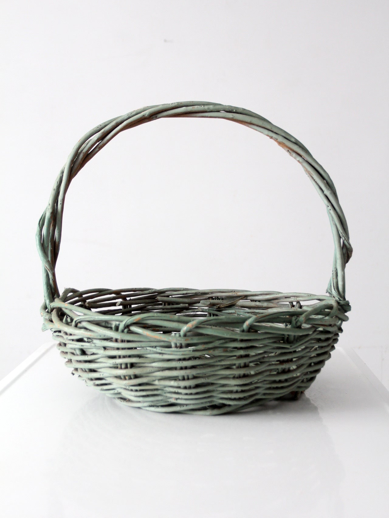 vintage green painted gathering basket