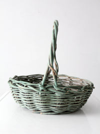 vintage green painted gathering basket