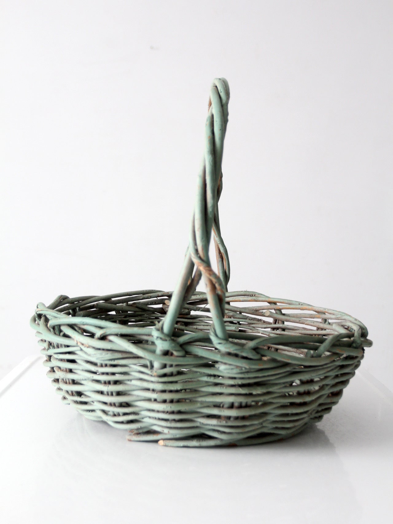 vintage green painted gathering basket